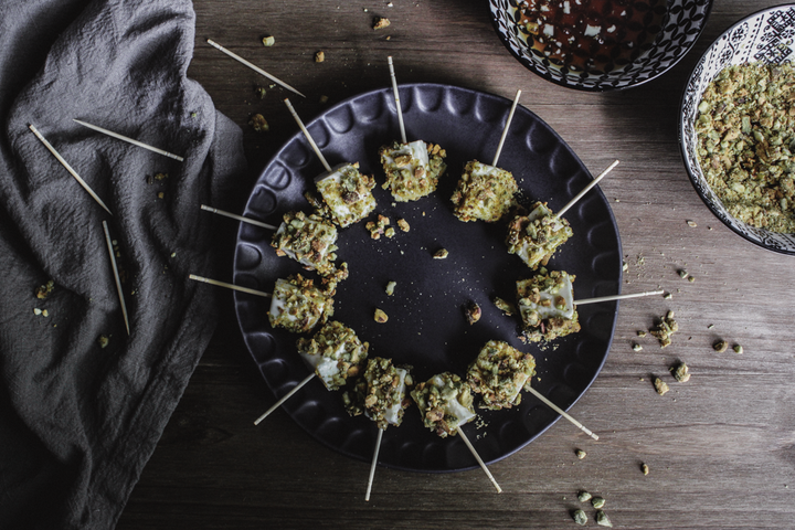 Pistachio and Honey Rolled Feta Bites